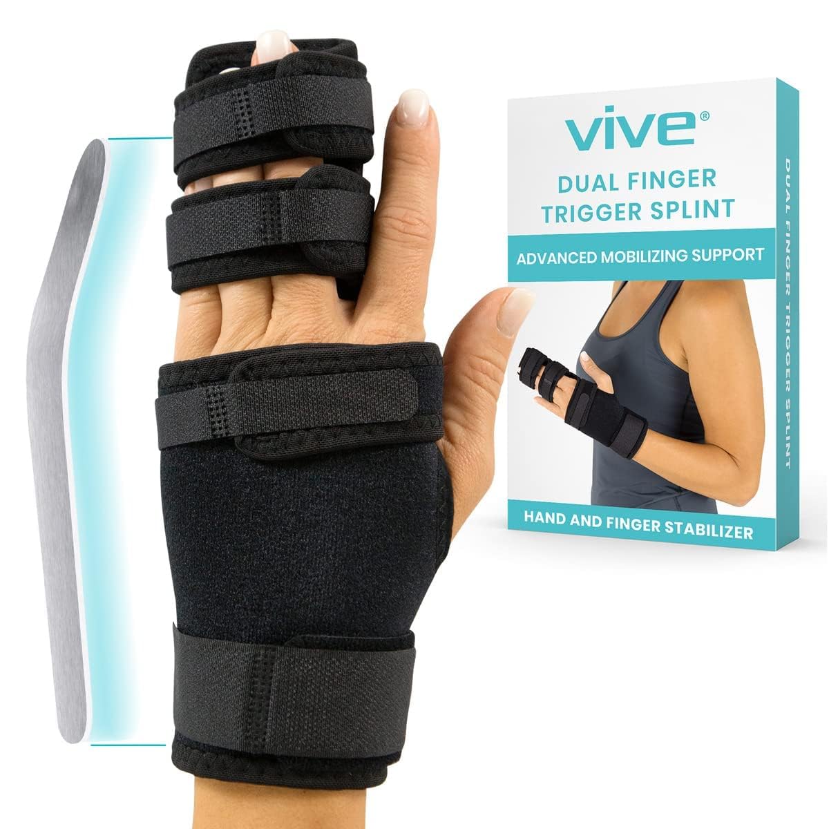 FERULA DOBLE PARA DEDO DUAL TRIGGER FINGER SPLINT ONE SIZE VIVE