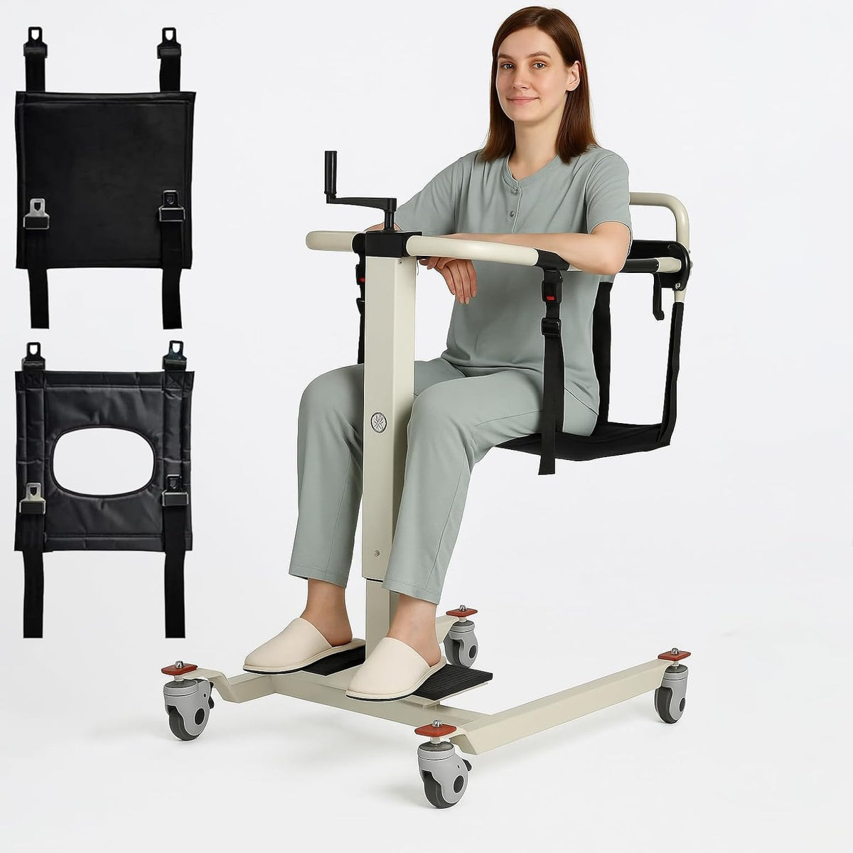 SILLA DE TRASLADO Y ELEVACION DE PACIENTES  BLANCA CAPACIDAD 100KG