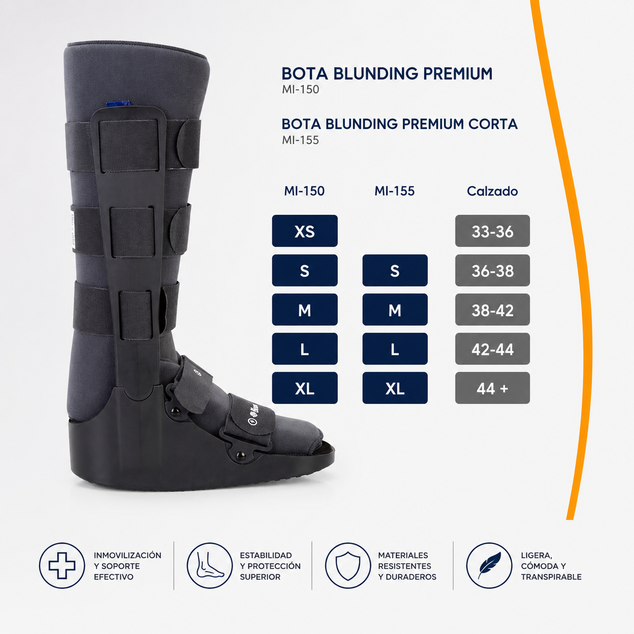 BOTA ORTOPEDICA LARGA  (MEDIUM)  INMOVILIZADORA DE TOBILLO BLUNDING