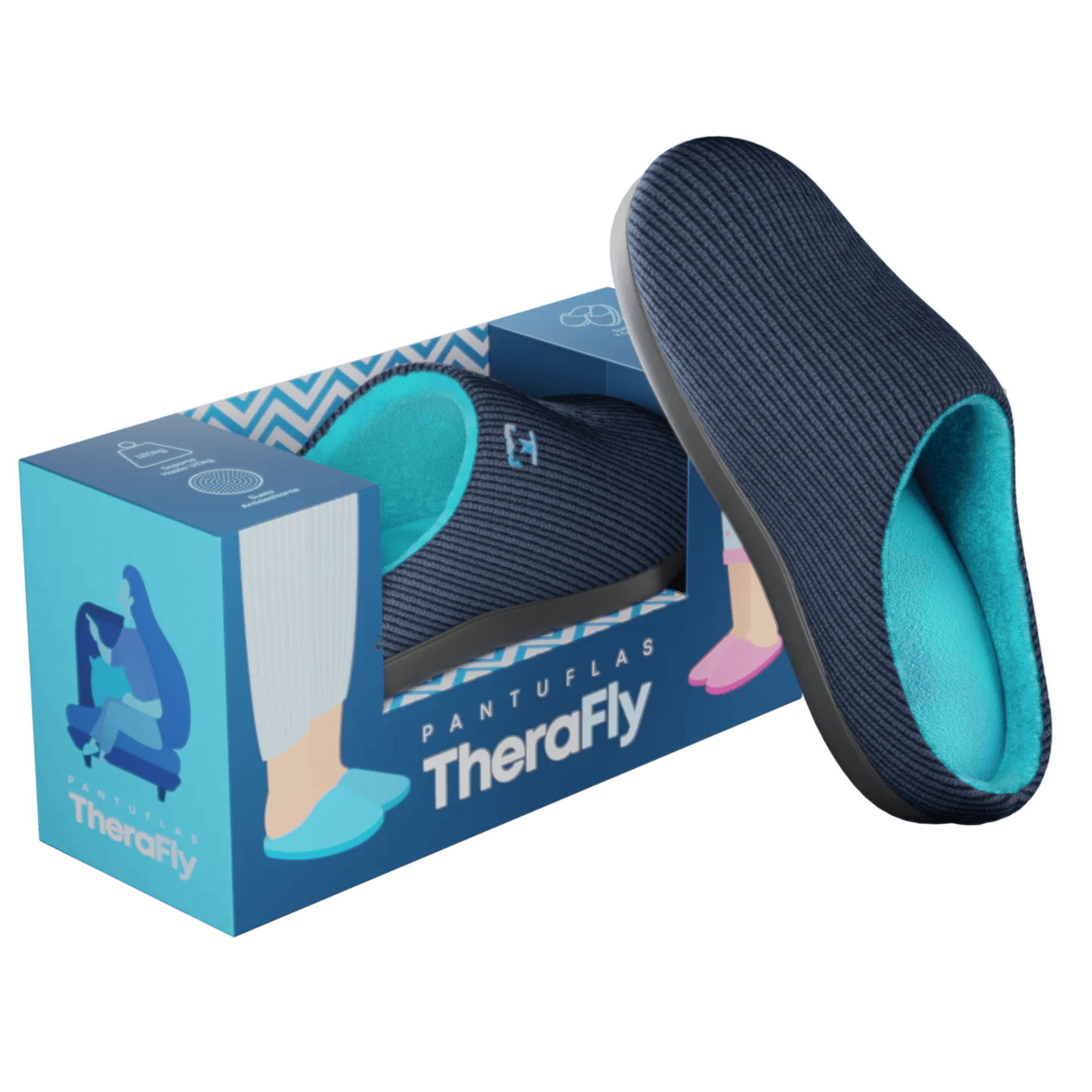 (PAR) PANTUNFLAS DE ESPUMA VISCOELASTICA THERAFLY MEDIUM  AZUL TM1102-M