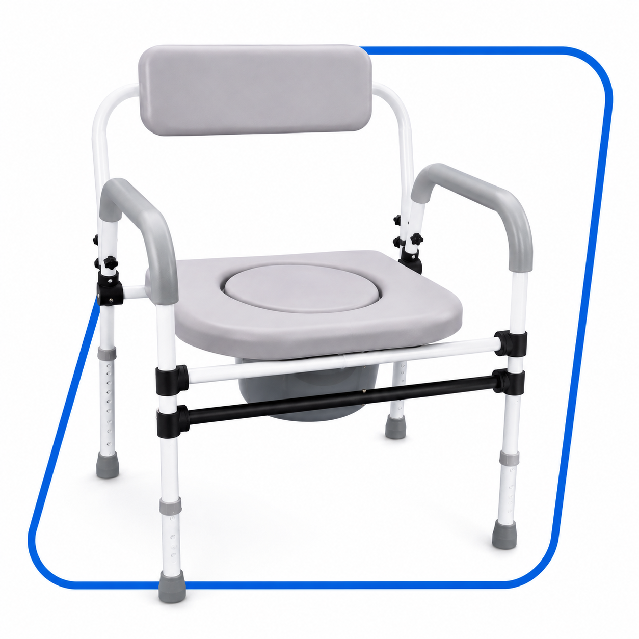 SANITARIO PORTATIL CON ASIENTO ACOLCHADO ALTURA AJUSTABLE