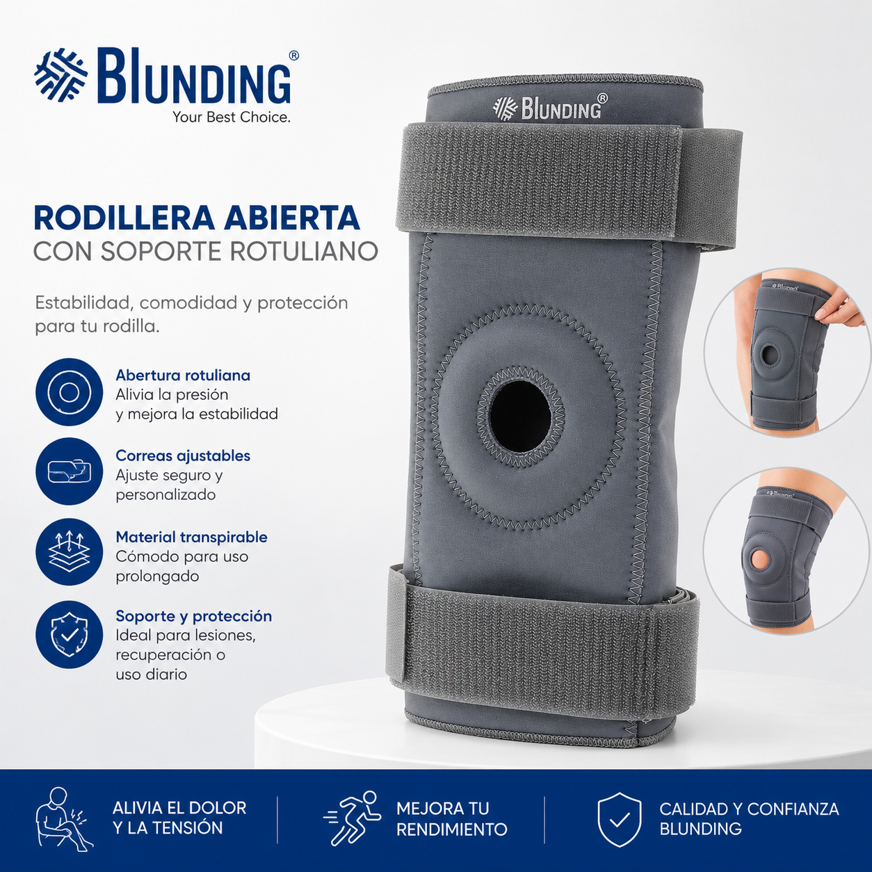 RODILLERA CON ORIFICIO ROTULIANO LARGE BLUNDING