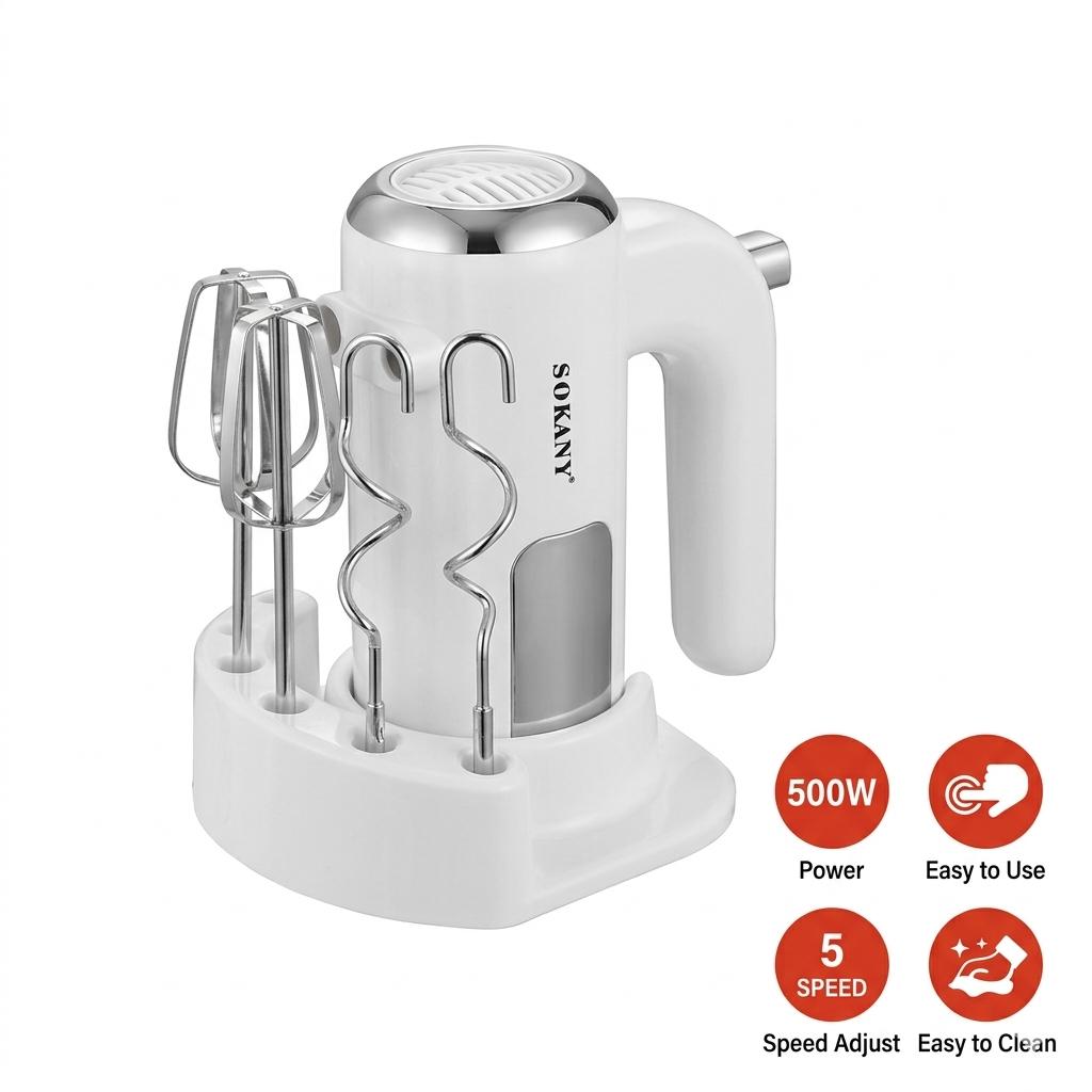 Batidora de Mano Profesional Sokany 2 en 1 | 500W y 5 Velocidades